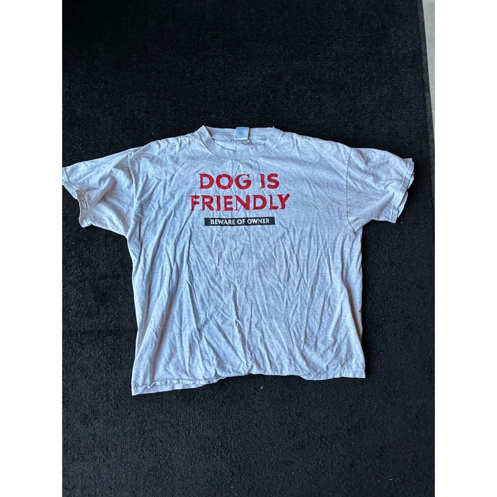 Delta Pro Weight Dog Is Friendly Beware Of Owner Graphic T-Shirt Gray XL
